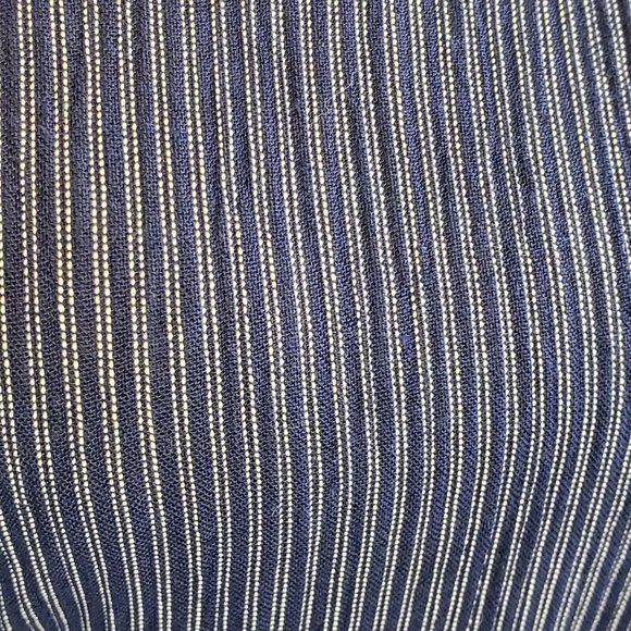 Vintage 90s Blue Maxi Dress Sleeveless Pinafore Side Slit tie Waist Pinstripe - Picture 3 of 9